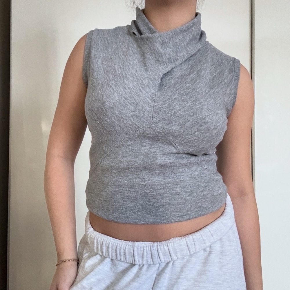 Paraphrase Gray Sleeveless Crop Top
